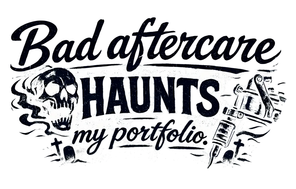 Funny Tattoo Artist shirt design - Bad aftercare haunts my portfolio.