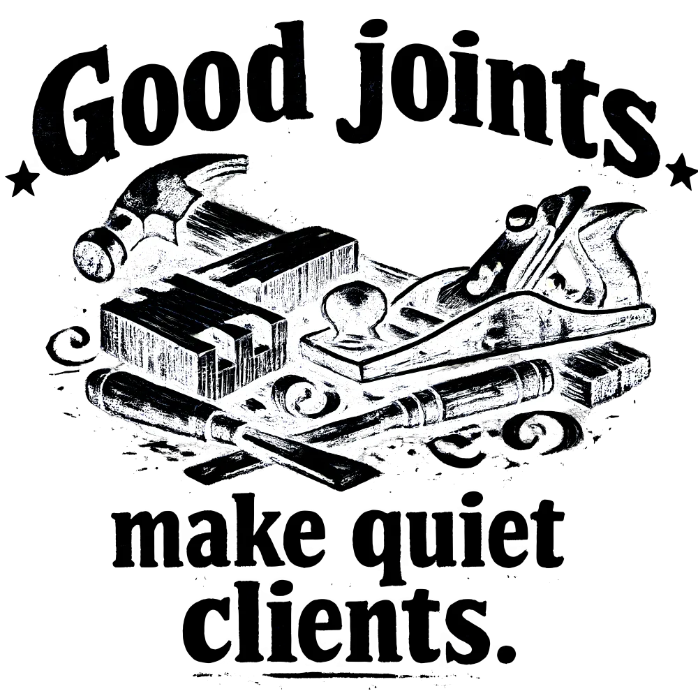Funny Carpenter shirt design - Good joints make quiet clients.