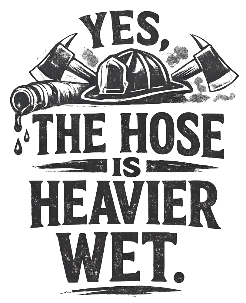 Funny work shirt design - Yes, the hose is heavier wet.